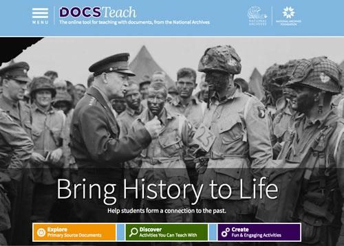 Screenshot of DOCSTeach Website Main Page