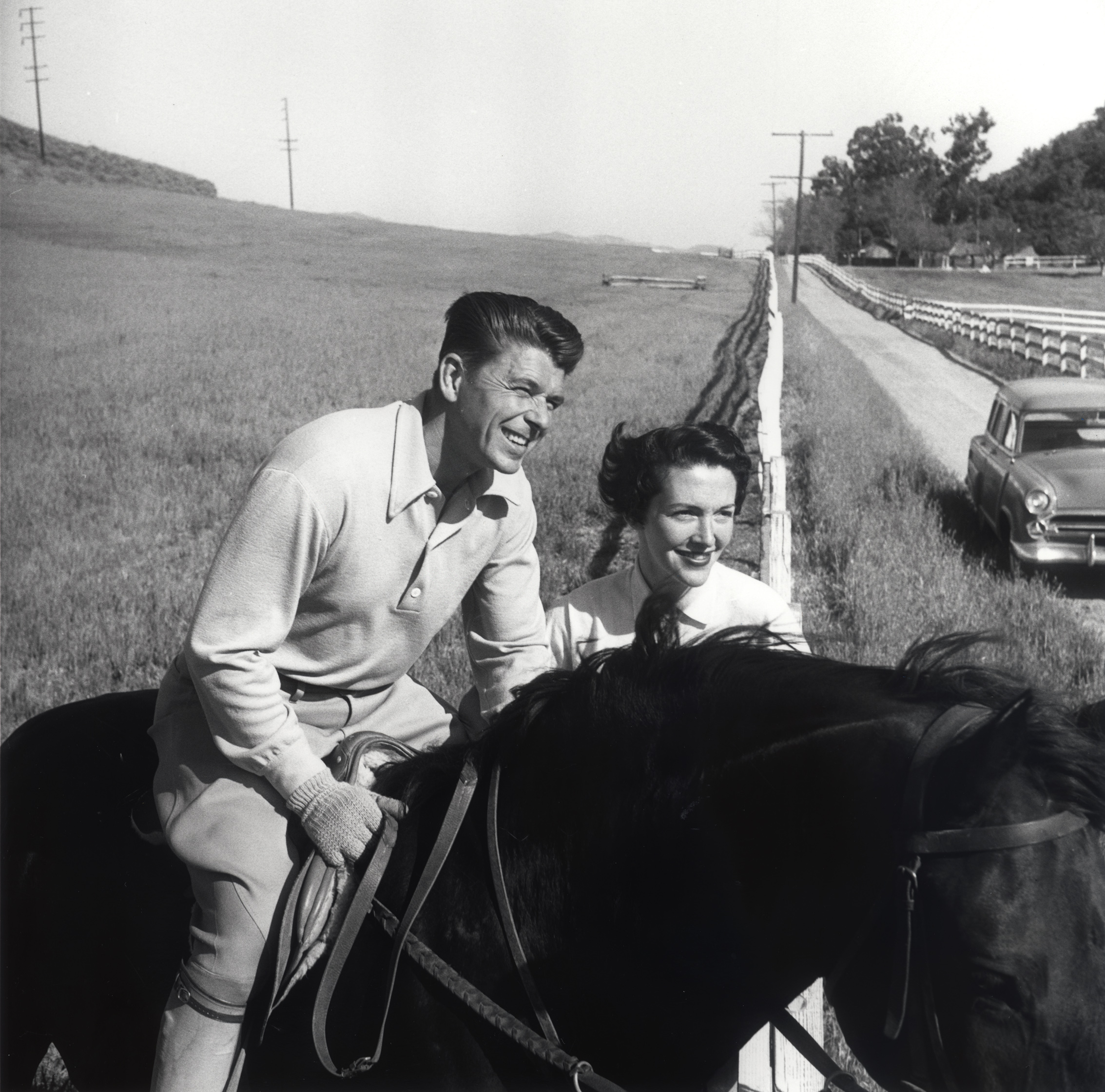 Ronald Reagan jumping his horse at Malibu Canyon Ranch