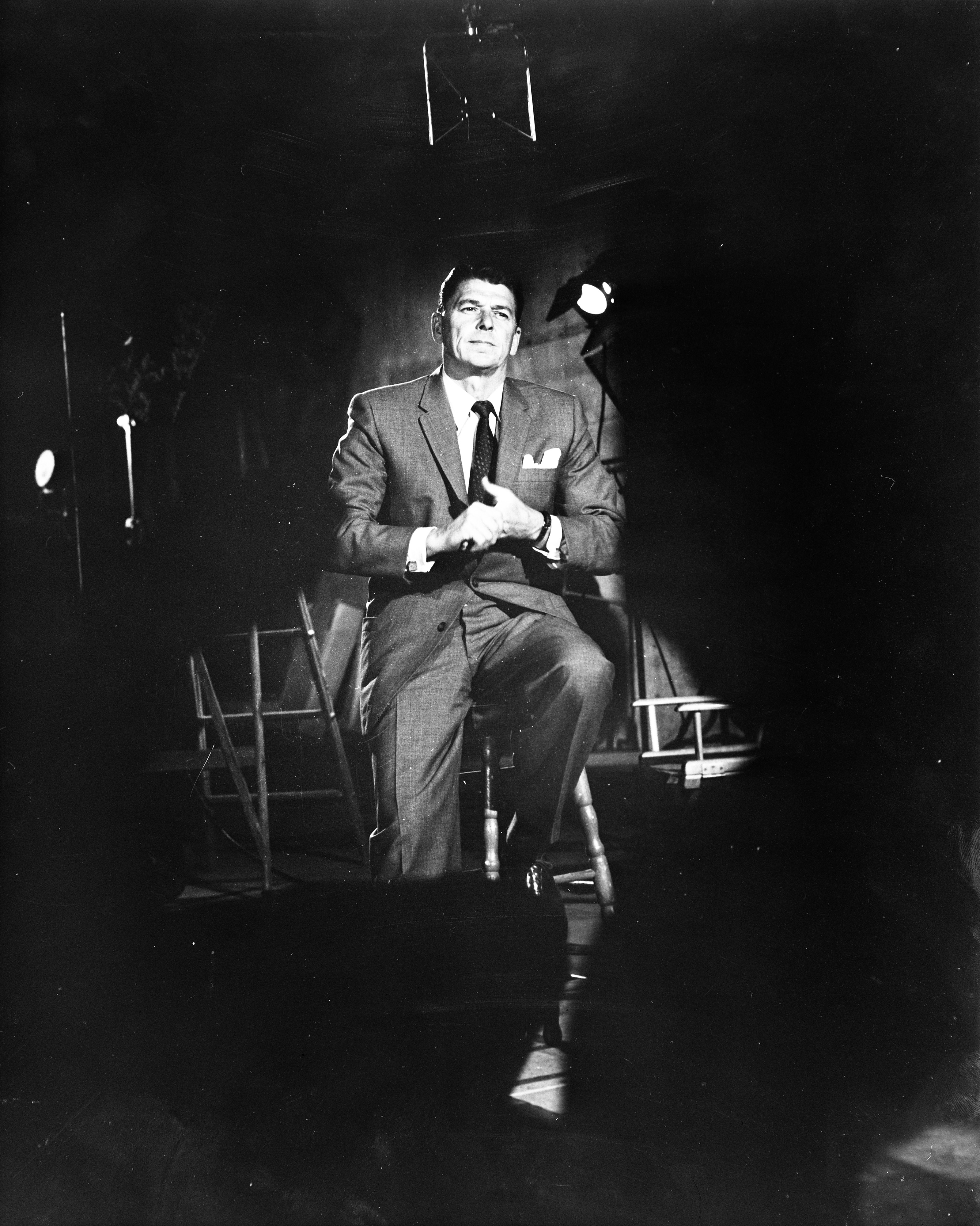 Ronald Reagan posing in studio from TV/Film Days 