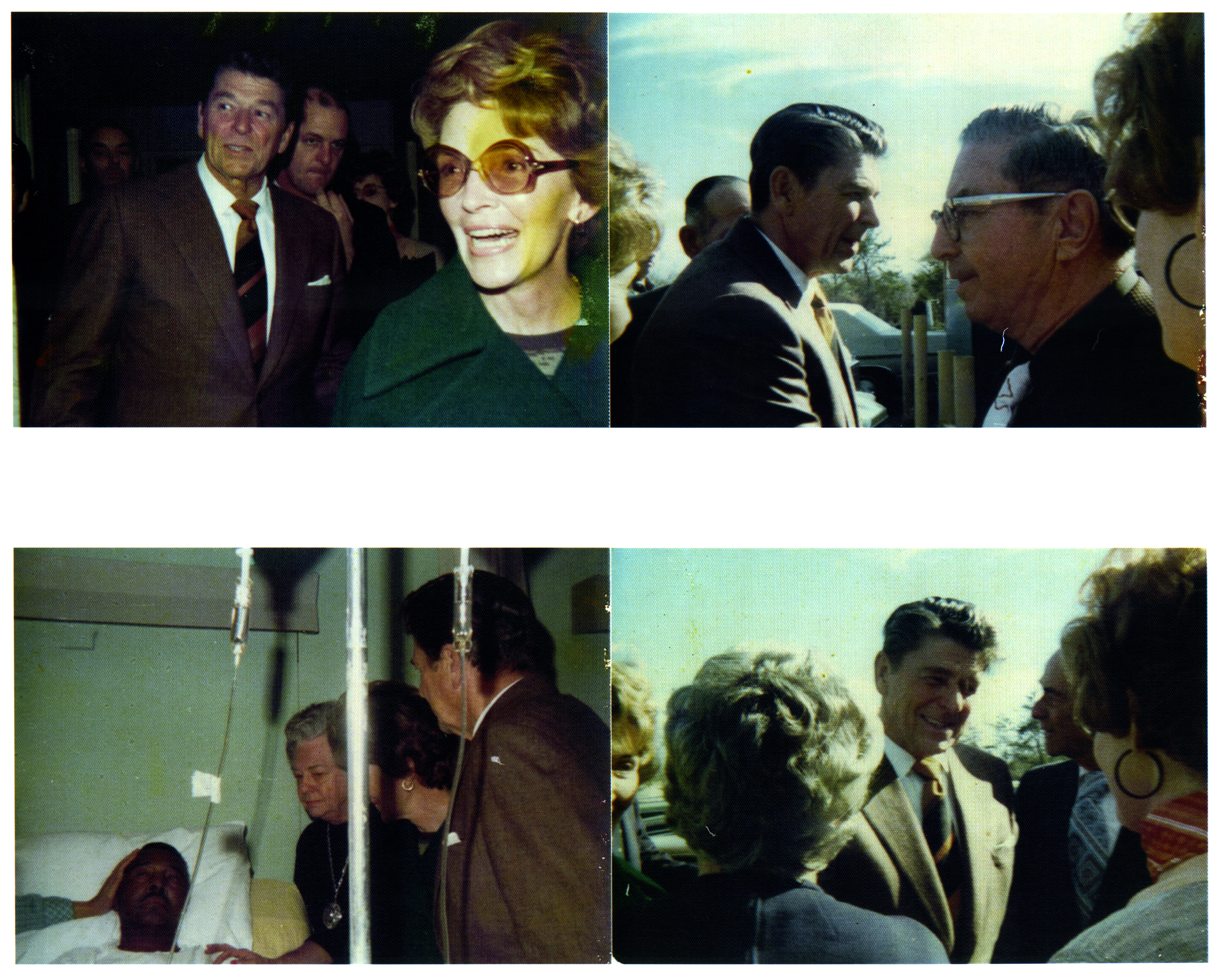 Ronald Reagan and Nancy Reagan visiting nursing home in Dixon, Illinois