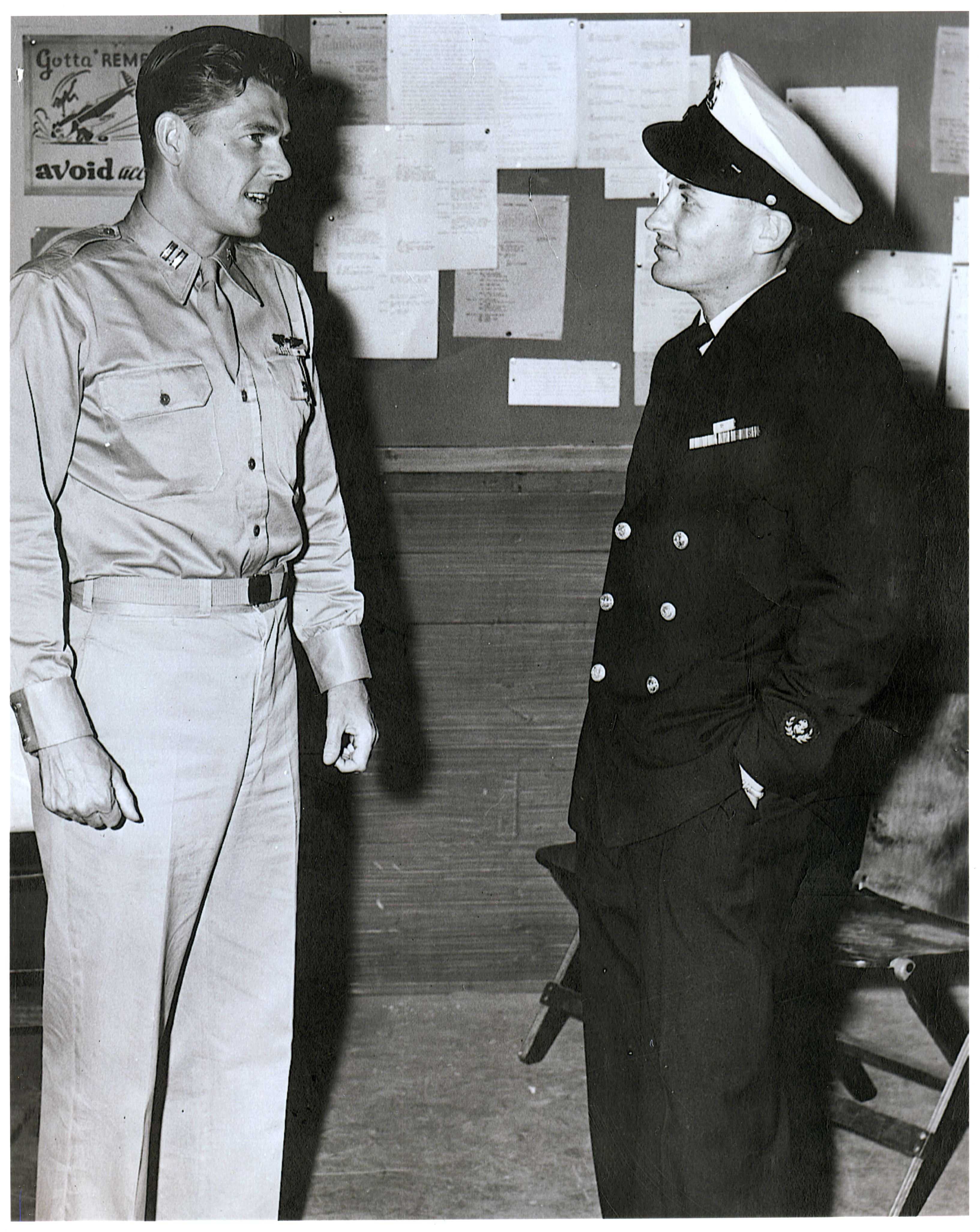 Captain Ronald Reagan and unknown man in uniform