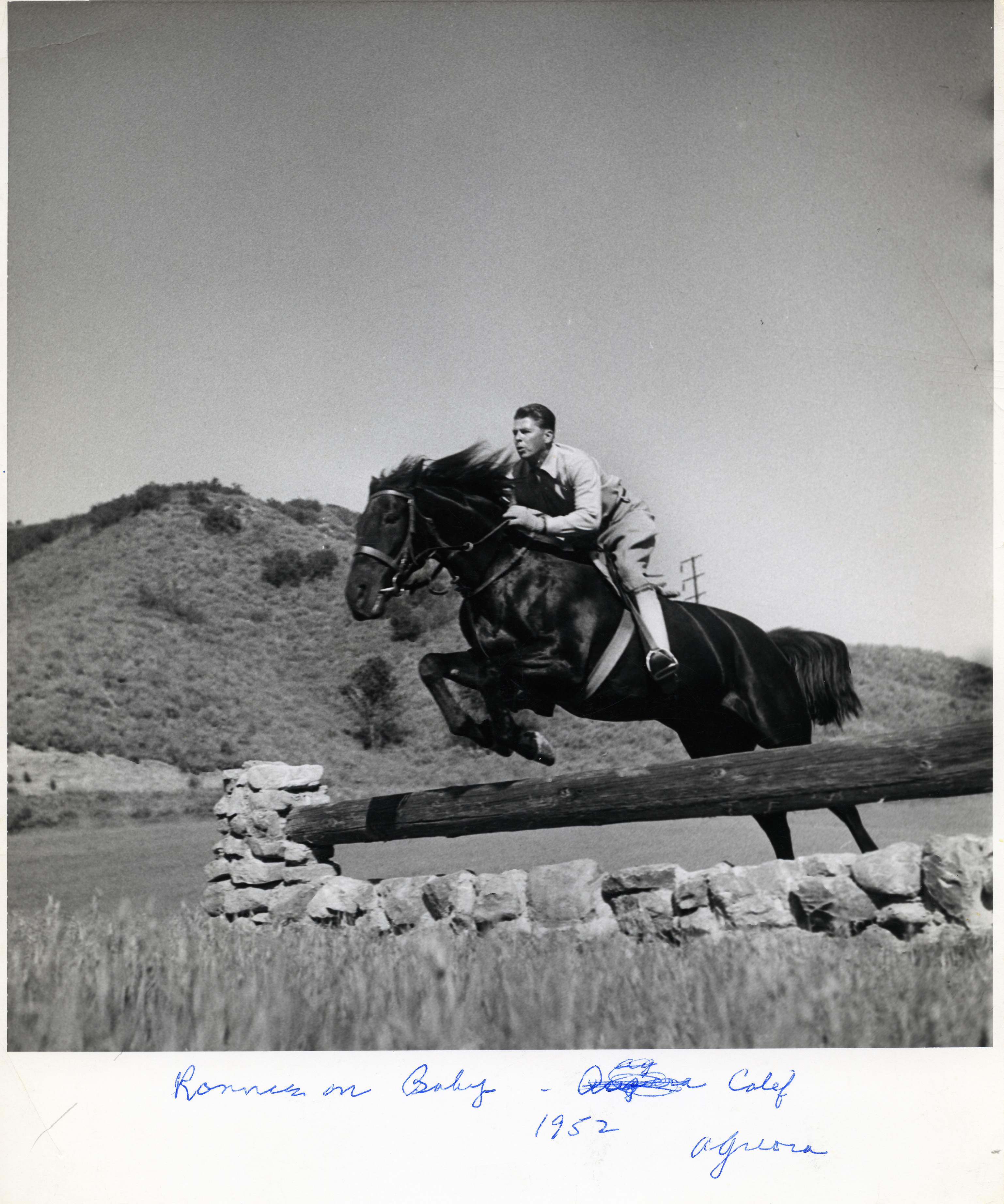 Ronald Reagan jumping his horse &quot;Baby&quot; at Malibu Canyon Ranch