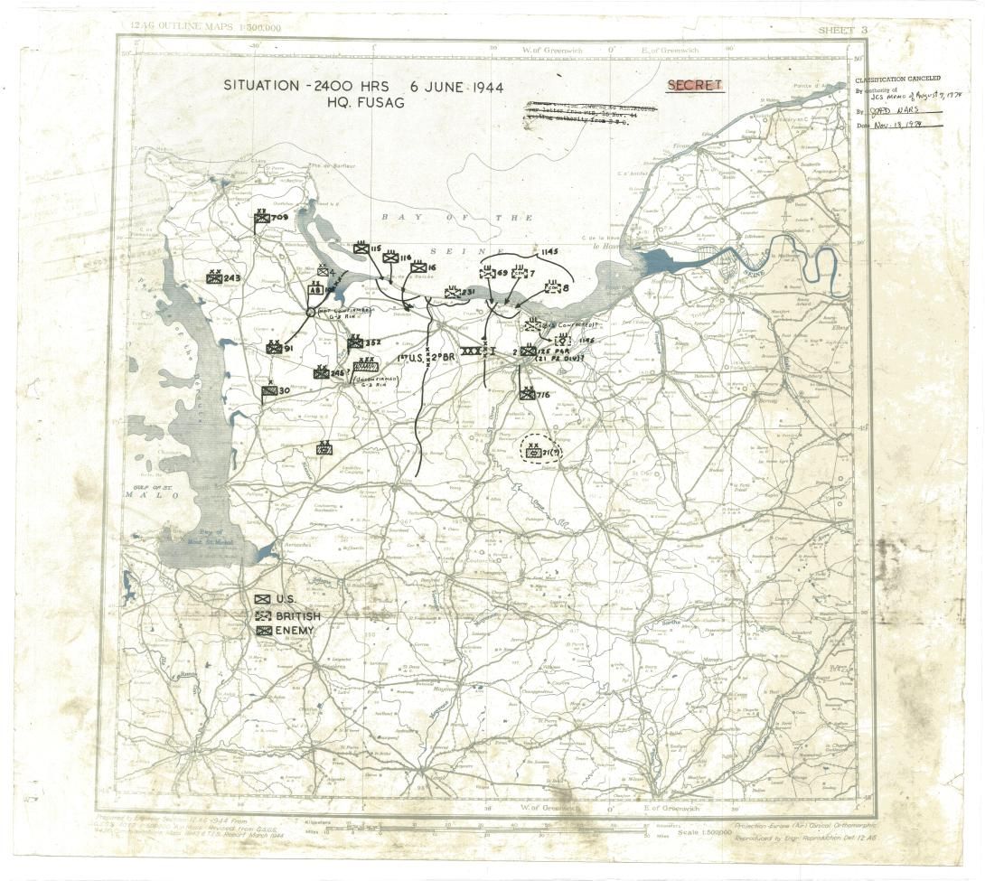 Situation Map for 2400 Hrs 6 June 1944
