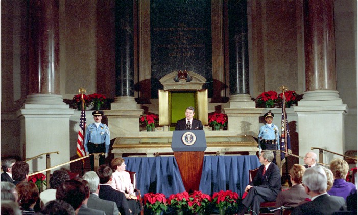 Reagan Speaking at the National Archives